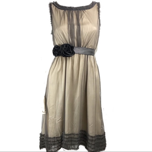 Moulinette Soeurs Midi Dress Tulle Overlay Ruffle - Picture 1 of 8